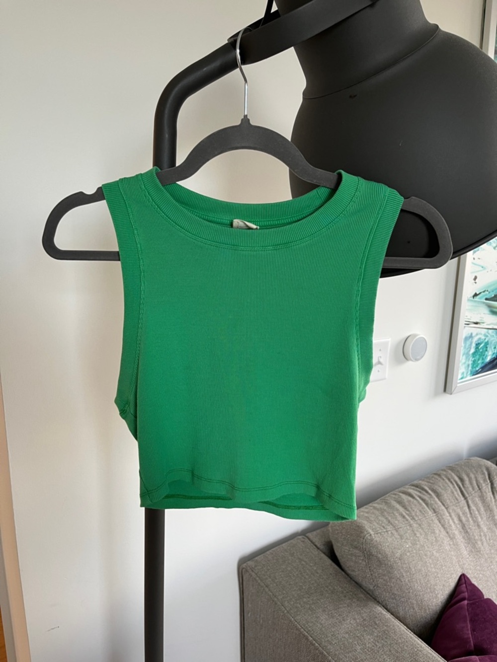Wilfred Free Green Ribbed Crop Tank (Small)